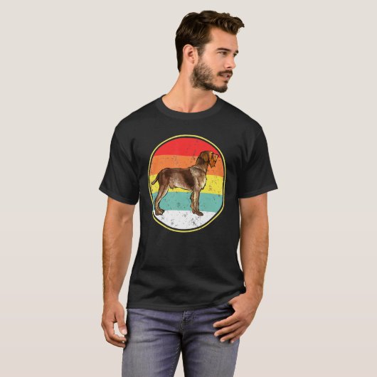 Retro Sunset Wirehaered Pointing Griffon D T-shirt (Voorkant volledig)