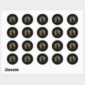 Retro  Sunset Wolf Oma Moederdag Mawm Ronde Sticker (Vel)