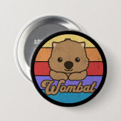 Retro Sunset Wombat Ronde Button 7,6 Cm (Voorkant /achterkant)