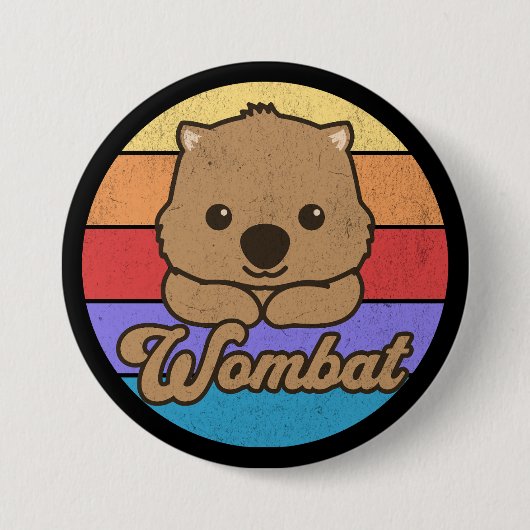 Retro Sunset Wombat Ronde Button 7,6 Cm (Voorkant)