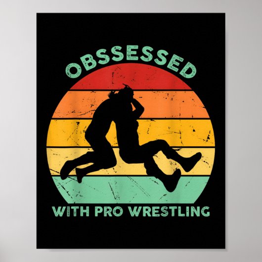 Retro Sunset Wrestling geobsedeerd door Pro Wrestl Poster (Voorkant)