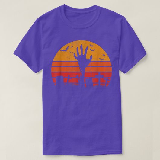 Retro  Sunset Zombie Hand Scary Halloween Z T-shirt (Design voorkant)