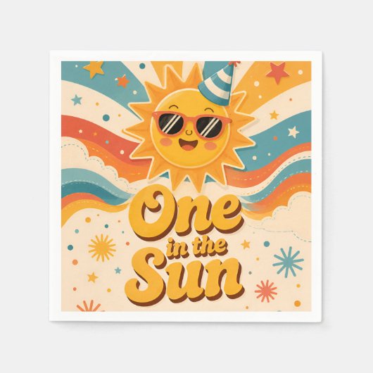 Retro Sunshine 1e Verjaardagsfeest Servetten (Voorkant)