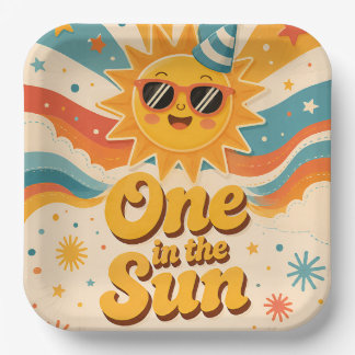 Retro Sunshine 1e Verjaardagsfeestborden Papieren Bordje