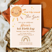 Retro Sunshine 1e Verjaardagsfeestuitnodiging Kaart