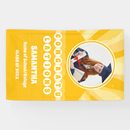 Retro Sunshine 2025 Afstuderen Foto Spandoek (Horizontaal)