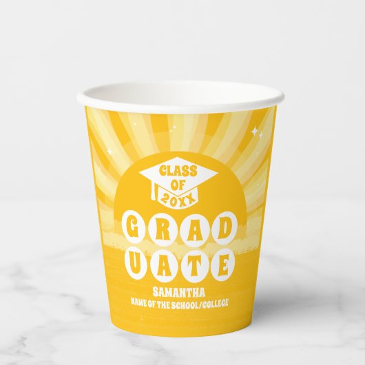 Retro Sunshine Afstudeerfeest Papieren Bekers (Voorkant)