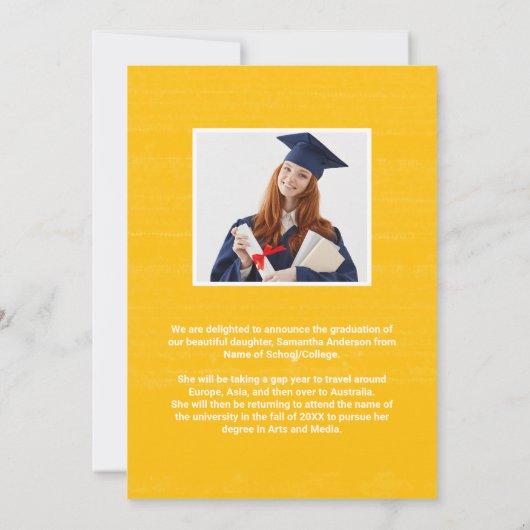 Retro Sunshine Afstuderen 2 Foto Afstuderen Aankondiging (Achterkant)