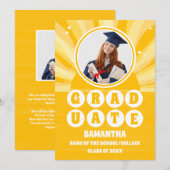 Retro Sunshine Afstuderen 2 Foto Afstuderen Aankondiging (Voorkant / Achterkant)