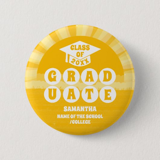 Retro Sunshine Afstuderen Ronde Button 5,7 Cm (Voorkant)