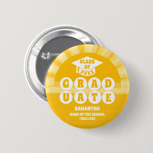 Retro Sunshine Afstuderen Ronde Button 5,7 Cm (Voorkant /achterkant)