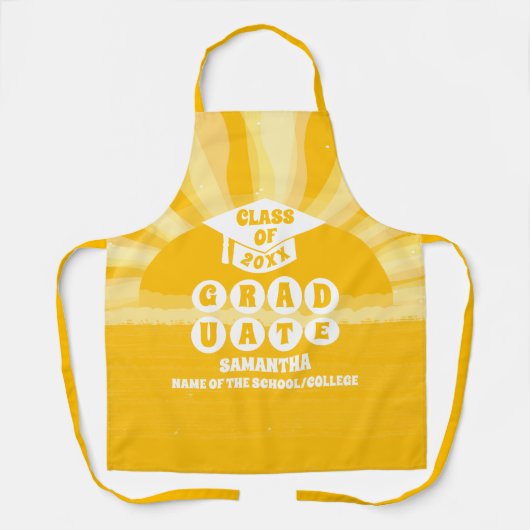 Retro Sunshine Afstuderen Schort (Voorkant)