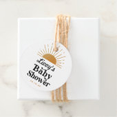 Retro Sunshine Baby shower Bedankjes Labels (In situ)