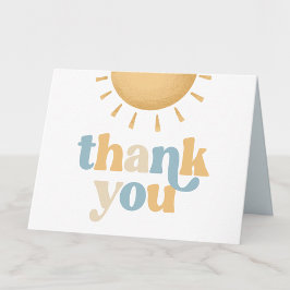 Retro Sunshine Baby Shower Folded Thank You Card Bedankkaart