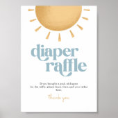 Retro Sunshine Baby shower Luier Raffle Sign Poster (Voorkant)