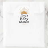 Retro Sunshine Baby shower Ronde Sticker (Tas)