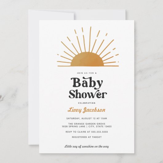 Retro Sunshine Baby shower Uitnodiging (Voorkant)