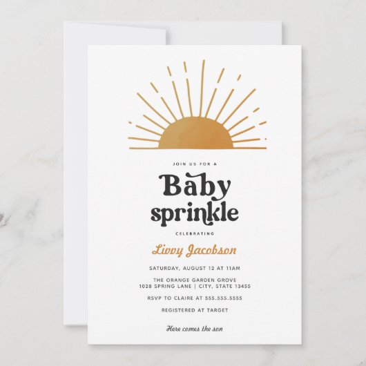Retro Sunshine Baby Sprinkle Invitation Kaart (Voorkant)