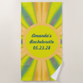 Retro Sunshine Bachelorette Party Blue Yellow Strandlaken (Voorkant)