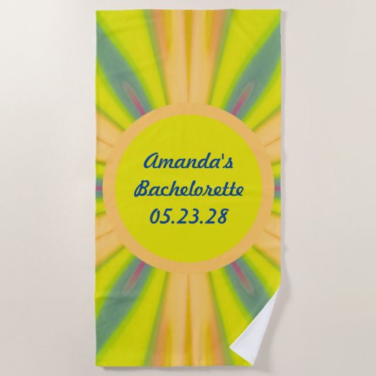 Retro Sunshine Bachelorette Party Blue Yellow Strandlaken (Voorkant)