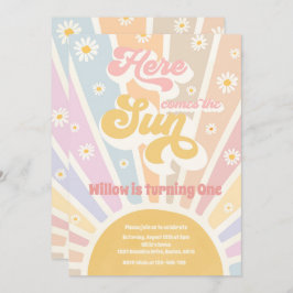 Retro Sunshine Birthday hier komt de Sun Party Kaart