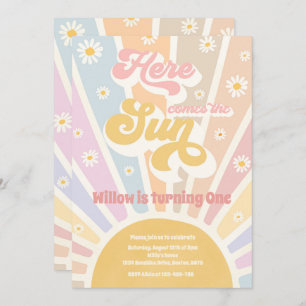 Retro Sunshine Birthday hier komt de Sun Party Kaart