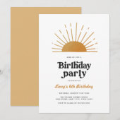 Retro Sunshine Birthday Uitnodiging (Voorkant / Achterkant)