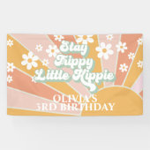 Retro Sunshine Blijf Trippy Little Hippie Birthday Spandoek (Horizontaal)