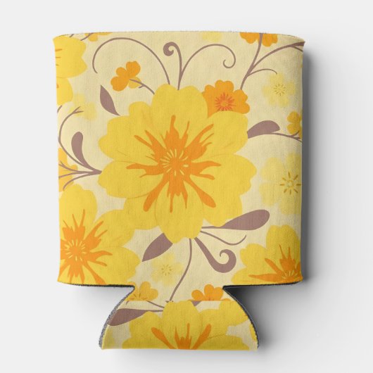 Retro Sunshine Bloemen- Gele Bloemen Blikjeskoeler (Achterkant)