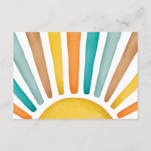 Retro Sunshine Boho Sun Baby Jongen Luier Raffle Informatiekaartje (Achterkant)