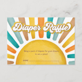 Retro Sunshine Boho Sun Baby Jongen Luier Raffle Informatiekaartje