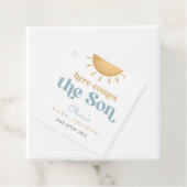 Retro Sunshine Boy Baby shower Bedankjes Labels (In situ)