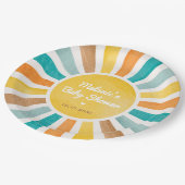 Retro Sunshine Boy Baby shower Papieren Bordje (Gekanteld)