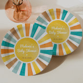 Retro Sunshine Boy Baby shower Papieren Bordje
