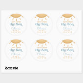 Retro Sunshine Boy Baby Shower Ronde Sticker (Vel)