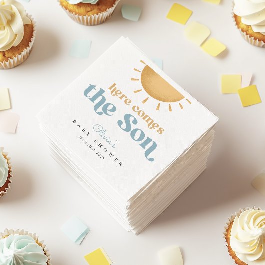 Retro Sunshine Boy Baby shower uitnodiging Servet