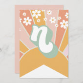 Retro Sunshine daisy boho floral Banner N Kaart (Voorkant / Achterkant)