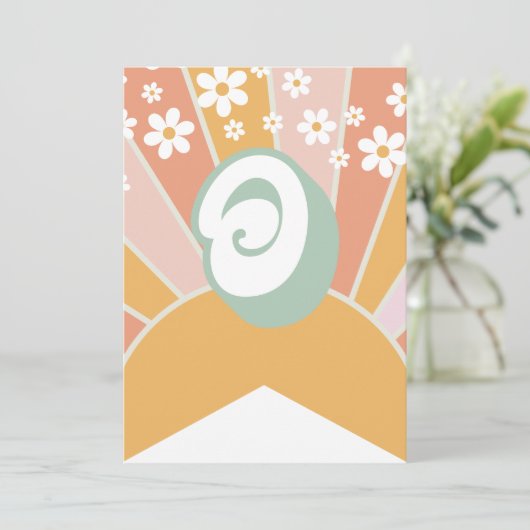 Retro Sunshine daisy boho floral Banner O Kaart (Staand voorkant)