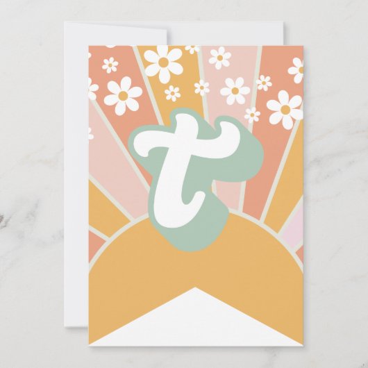 Retro Sunshine daisy boho floral Banner T Kaart (Voorkant)