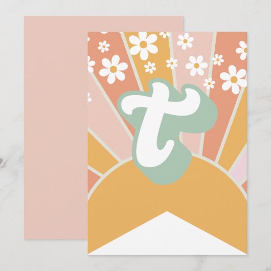Retro Sunshine daisy boho floral Banner T Kaart (Voorkant / Achterkant)