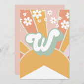 Retro Sunshine daisy boho floral Banner W Kaart (Voorkant / Achterkant)