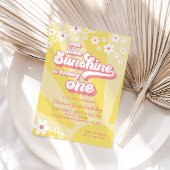 Retro Sunshine daisy boho floral first jarig Kaart