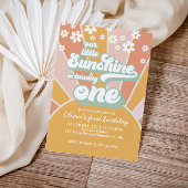 Retro Sunshine daisy boho floral first jarig Kaart