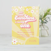 Retro Sunshine daisy boho floral first jarig Kaart (Staand voorkant)