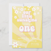 Retro Sunshine daisy boho floral first jarig Kaart (Voorkant)