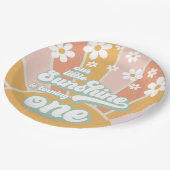 Retro Sunshine daisy boho floral first jarig Papieren Bordje (Gekanteld)