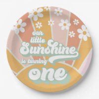 Retro Sunshine daisy boho floral first jarig