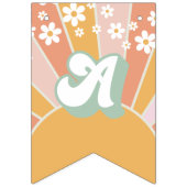 Retro Sunshine daisy boho florale verjaardagscans Vlaggetjes (Derde vlag)