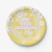 Retro Sunshine Daisy boho verjaardag Papieren Bordje (Voorkant)