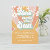 Retro sunshine daisy jarig kaart (Staand voorkant)